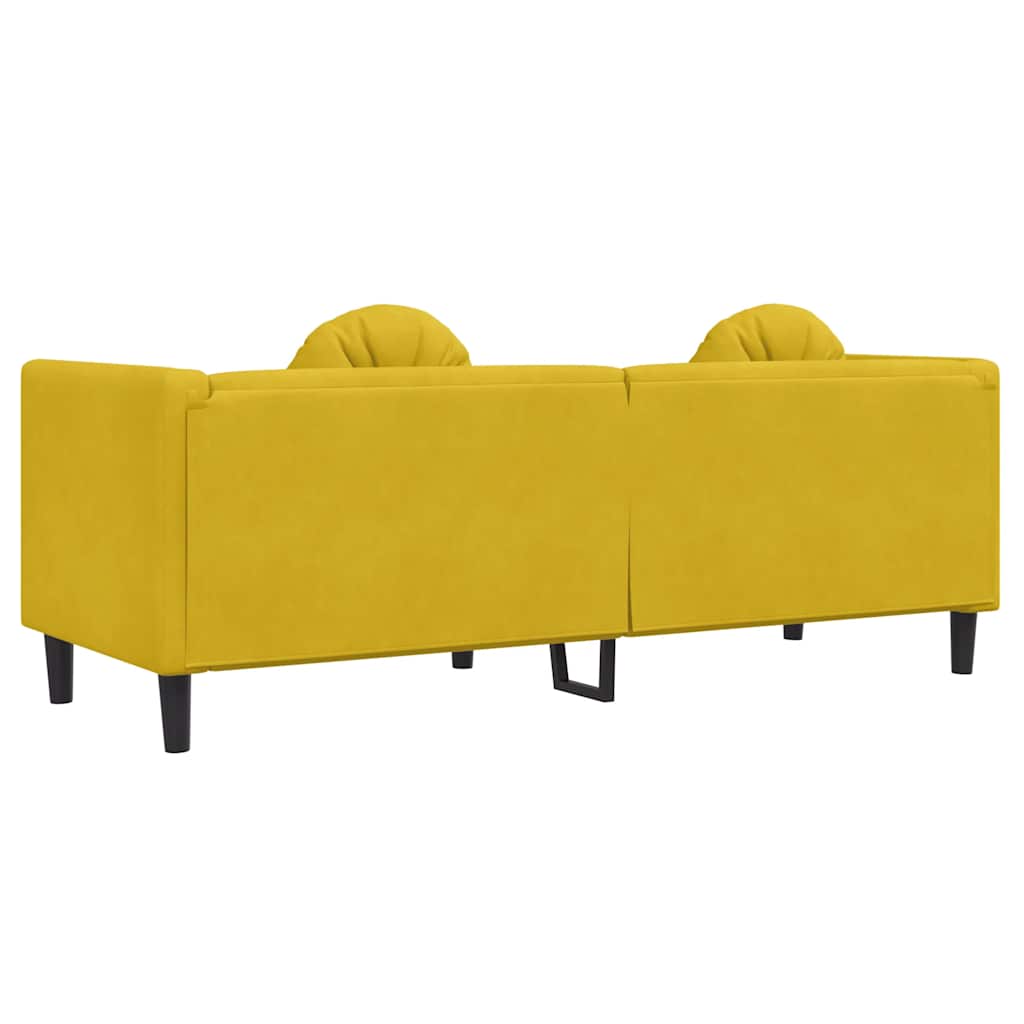 Canapé avec coussins 3 places jaune velours - XIOS