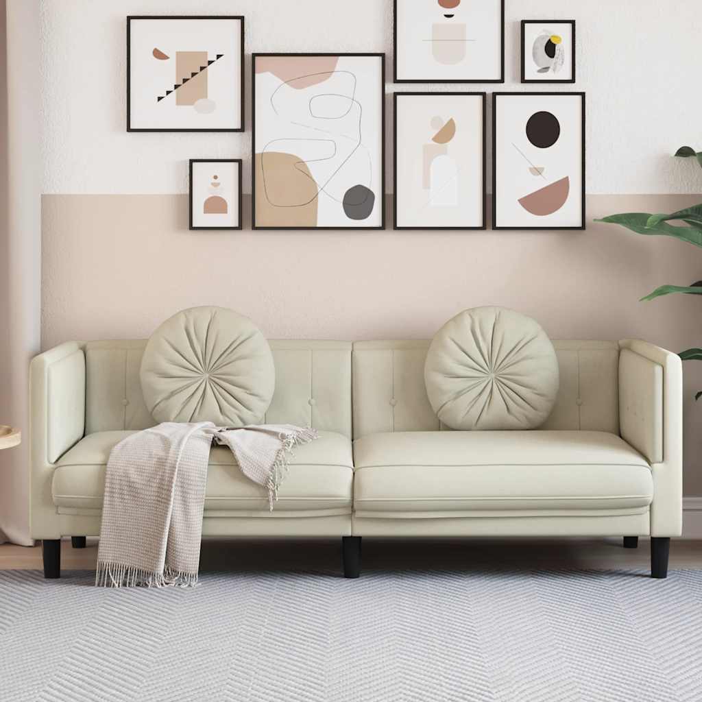 Canapé avec coussins 3 places crème velours - XIOS