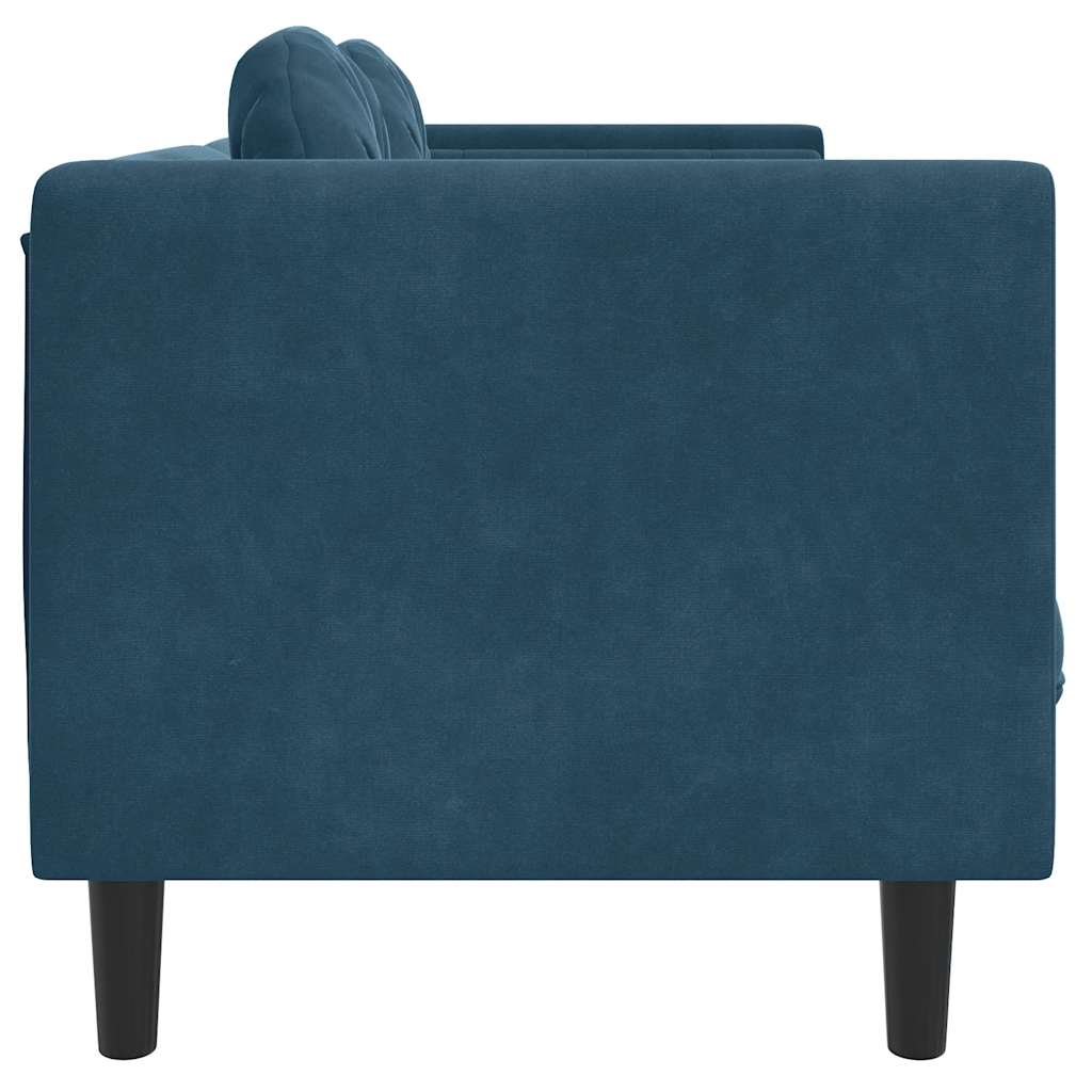 Canapé avec coussins 3 places bleu velours - XIOS