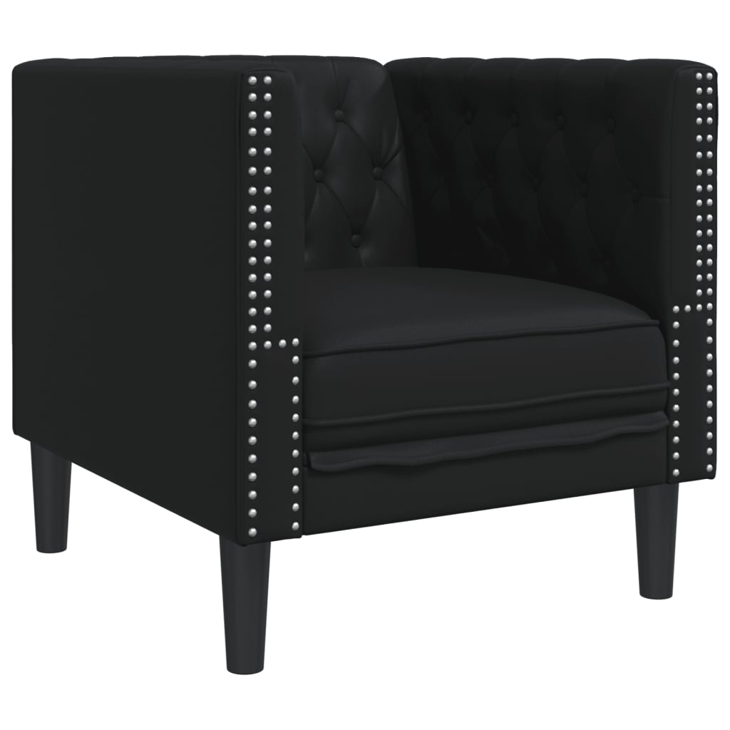 Fauteuil Chesterfield noir similicuir - XIOS