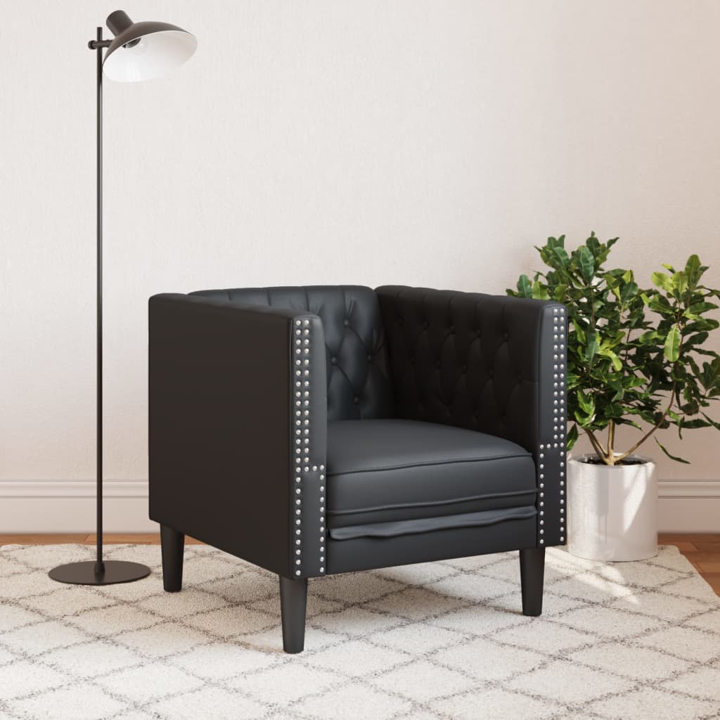 Fauteuil Chesterfield noir similicuir - XIOS