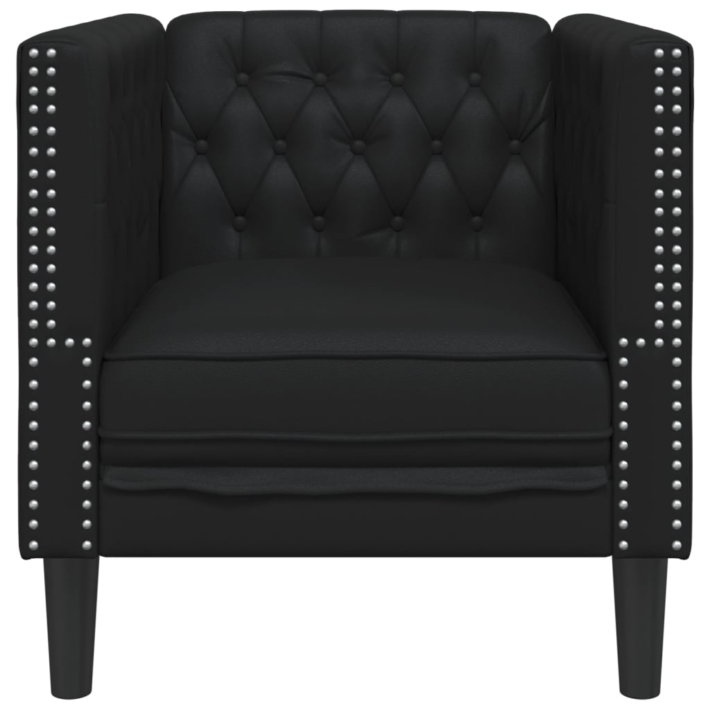 Fauteuil Chesterfield noir similicuir - XIOS