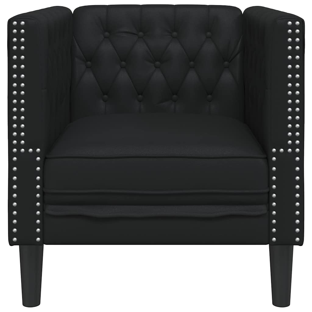 Fauteuil Chesterfield noir similicuir