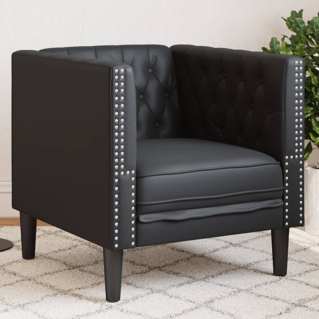 Fauteuil Chesterfield noir similicuir - XIOS