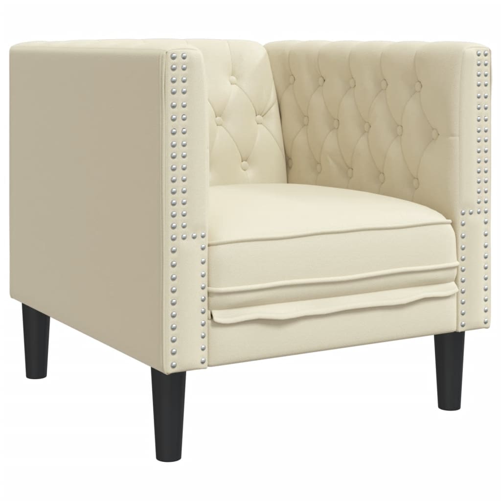 Fauteuil Chesterfield crème similicuir - XIOS