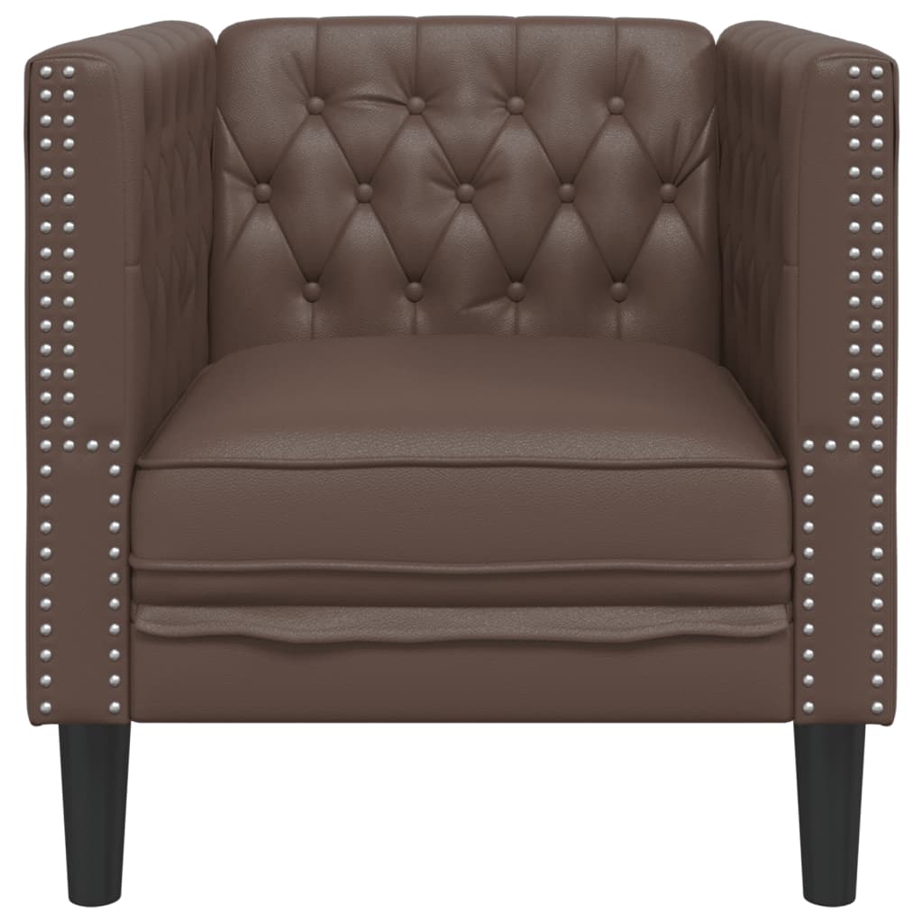 Fauteuil Chesterfield marron similicuir - XIOS