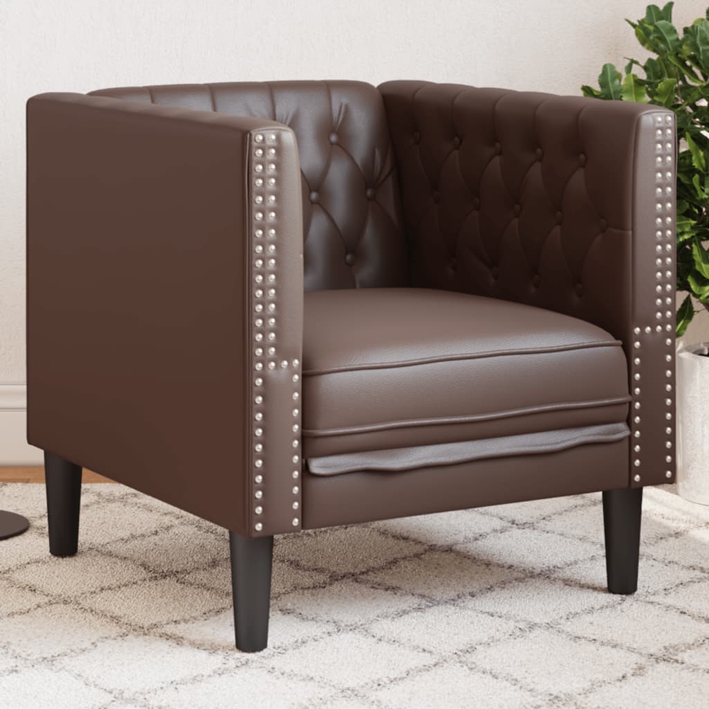 Fauteuil Chesterfield marron similicuir - XIOS
