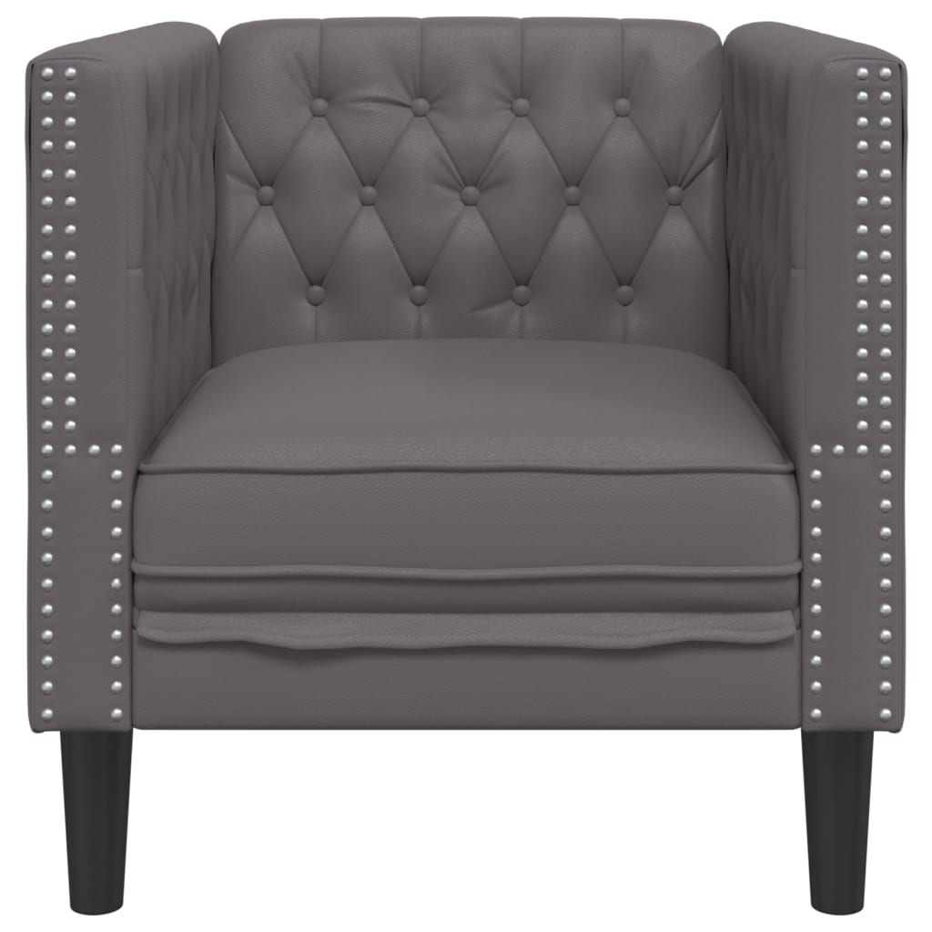 Fauteuil Chesterfield gris similicuir - XIOS