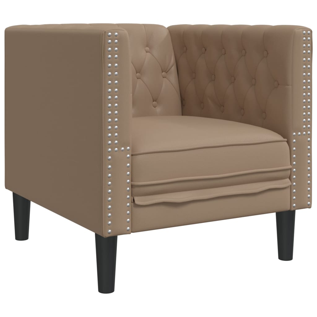 Fauteuil Chesterfield cappuccino similicuir - XIOS