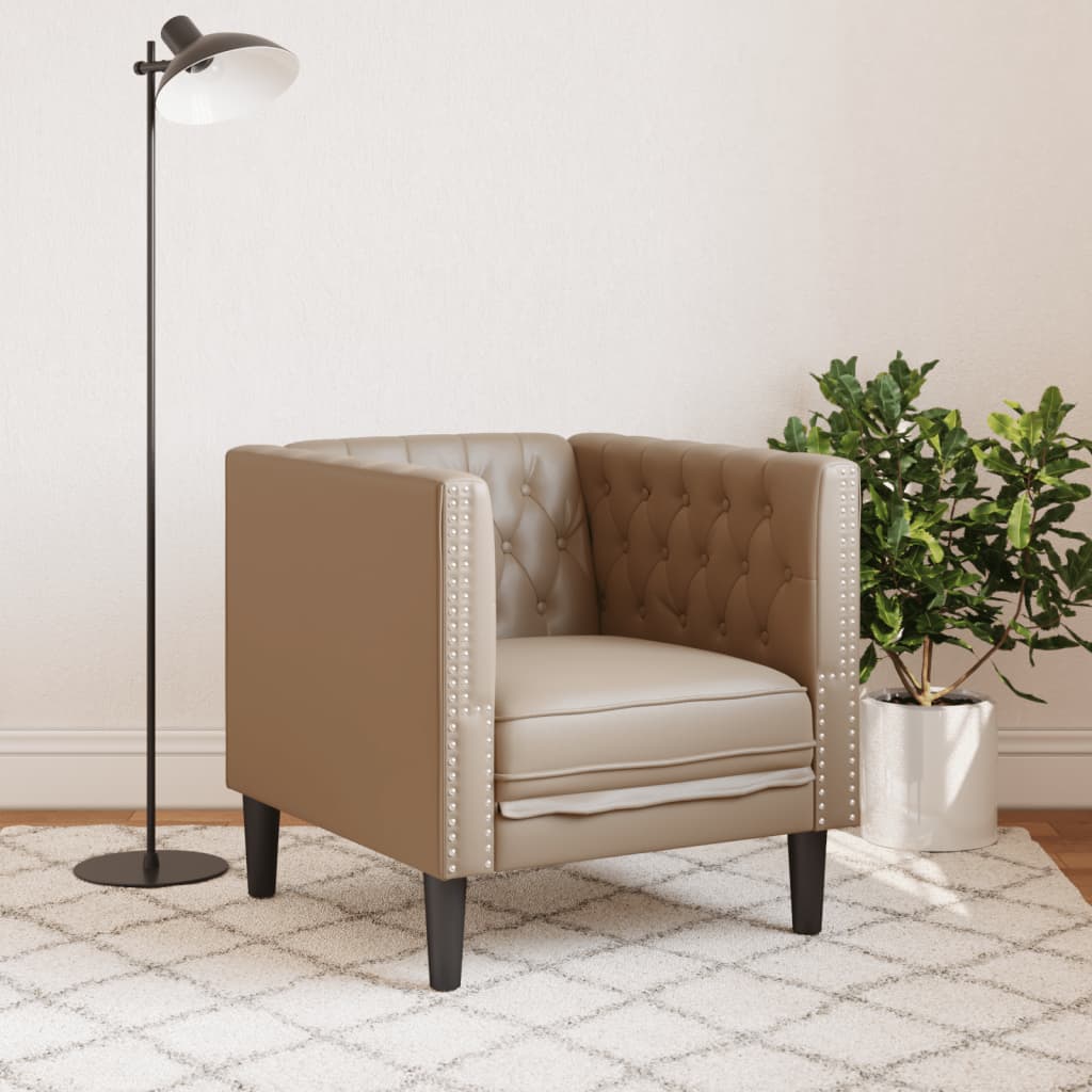 Fauteuil Chesterfield cappuccino similicuir - XIOS