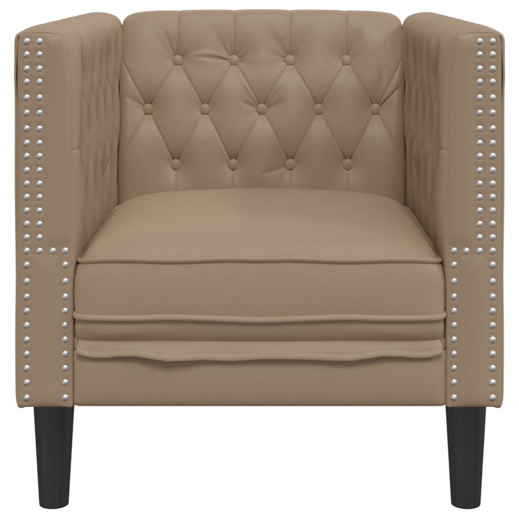 Fauteuil Chesterfield cappuccino similicuir - XIOS