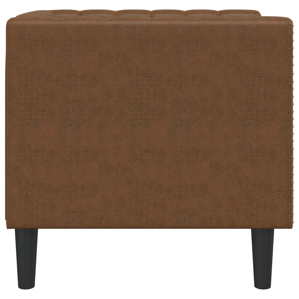 Fauteuil Chesterfield marron similicuir daim