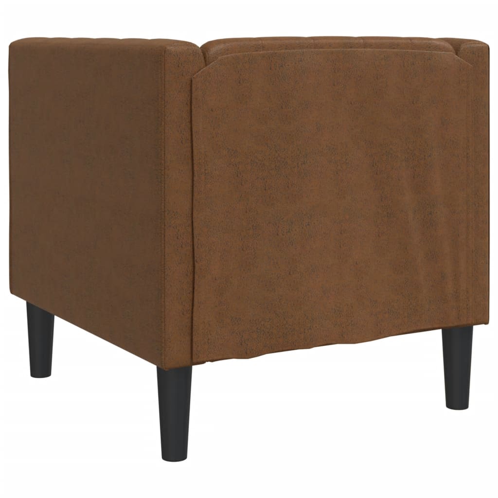 Fauteuil Chesterfield marron similicuir daim