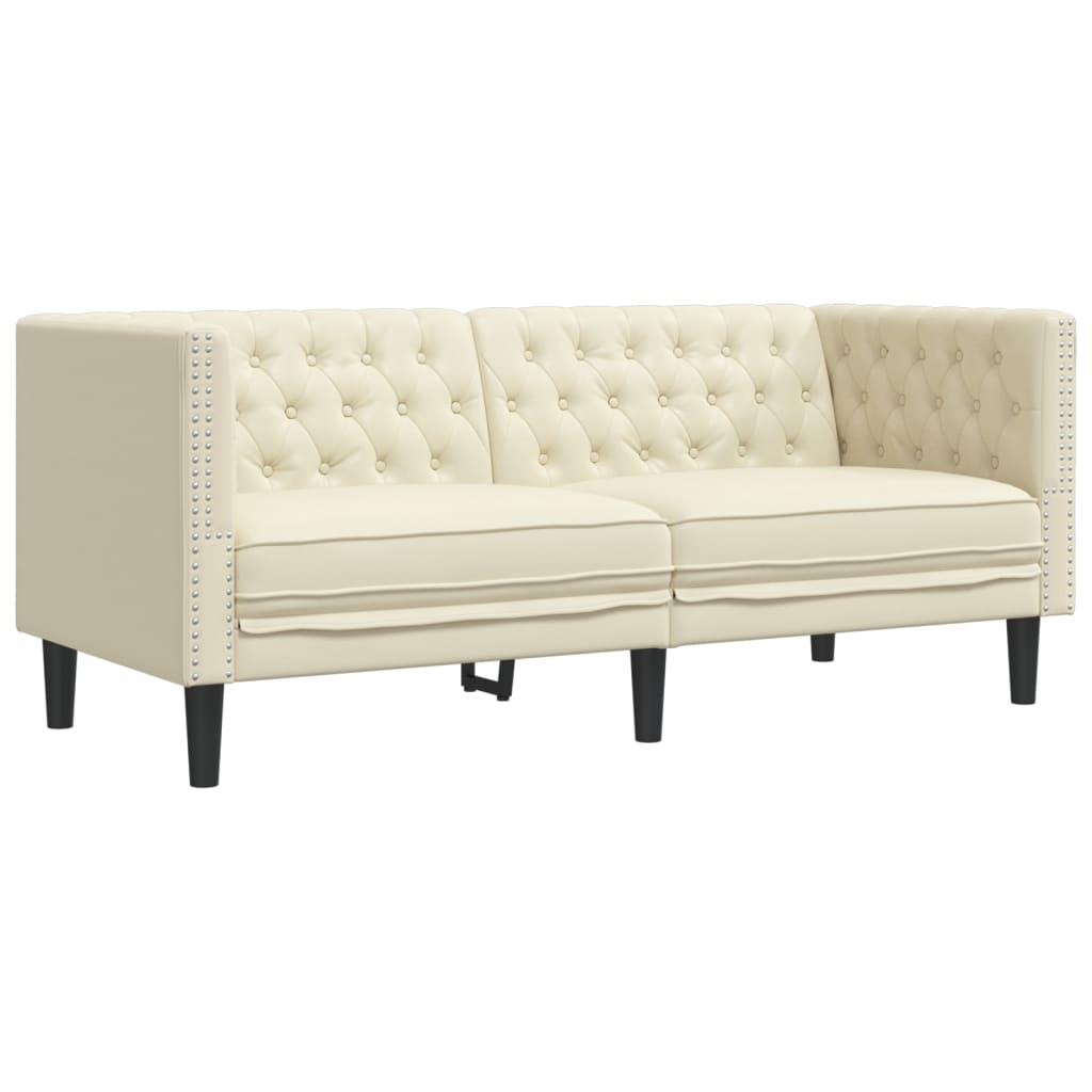 Canapé Chesterfield 2 places crème similicuir - XIOS