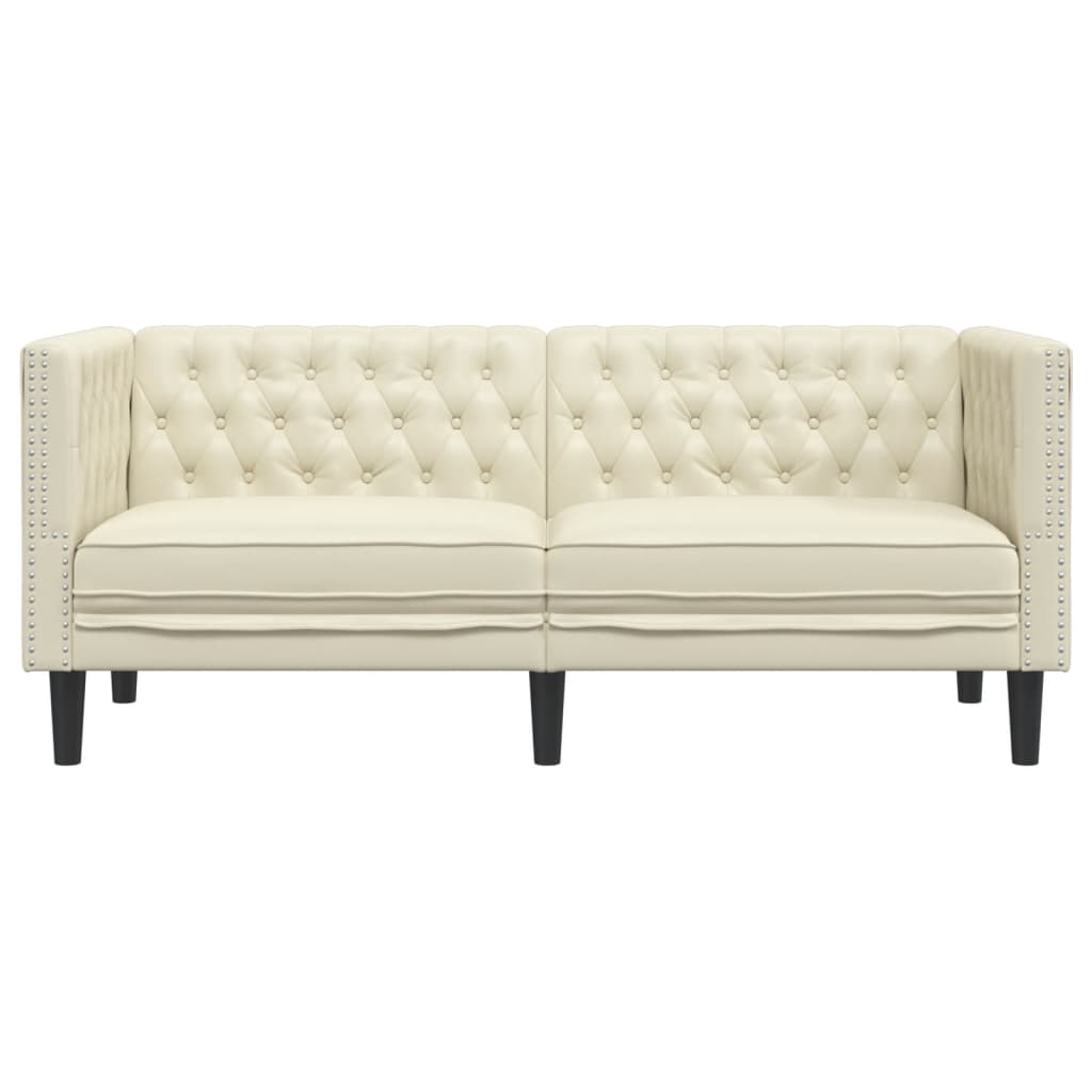 Canapé Chesterfield 2 places crème similicuir - XIOS