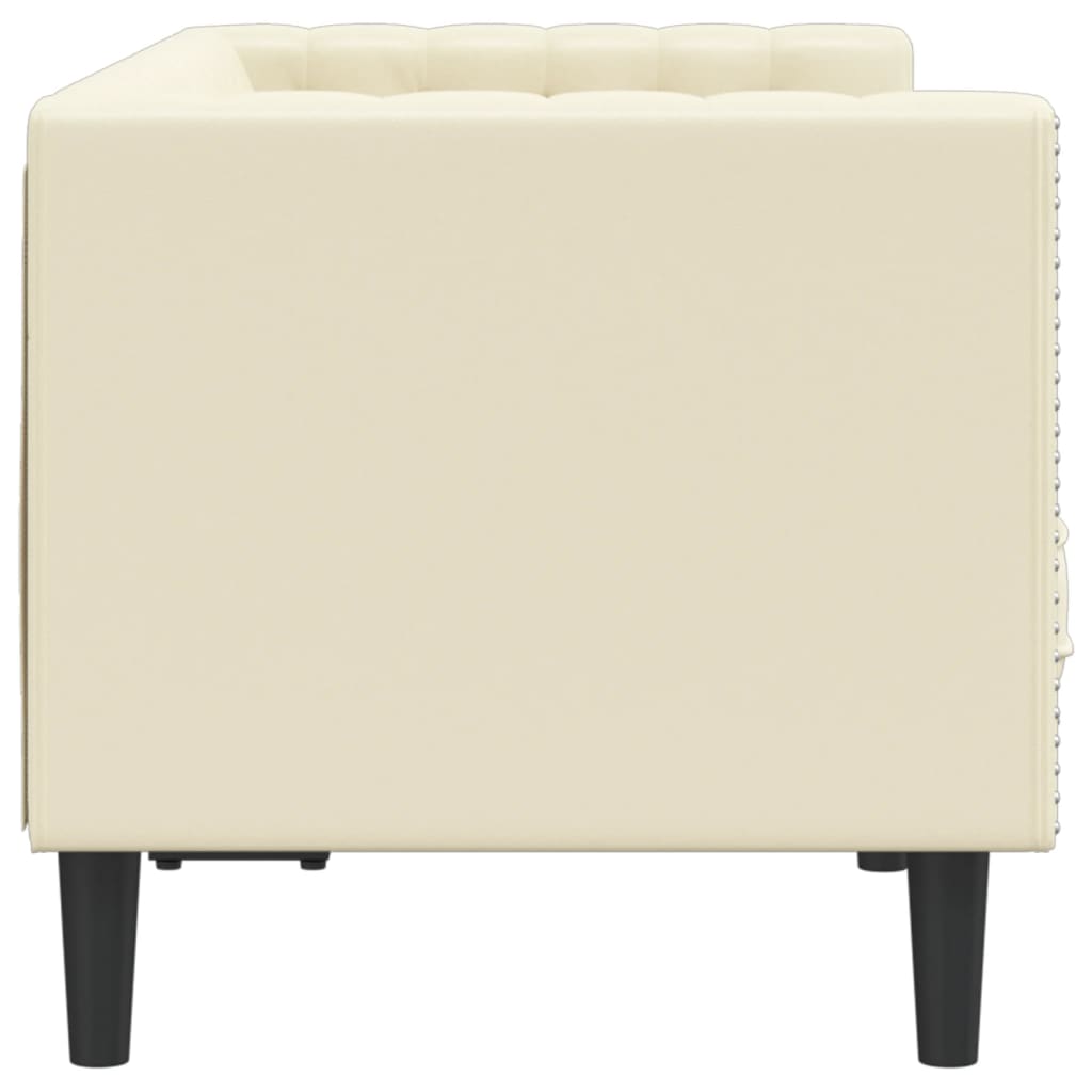 Canapé Chesterfield 2 places crème similicuir - XIOS