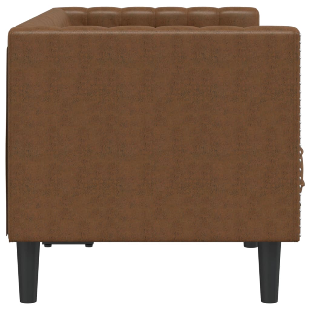 Canapé à 2 places Chesterfield marron similicuir daim - XIOS