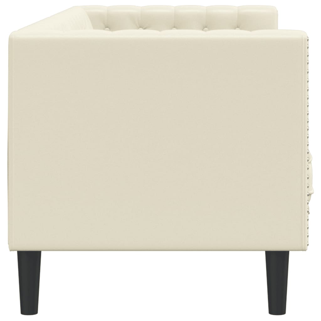 Canapé à 3 places Chesterfield crème similicuir - XIOS