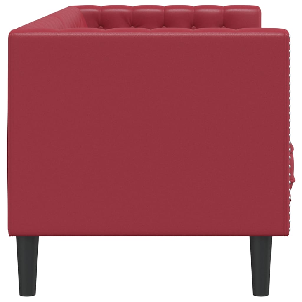 Canapé à 3 places Chesterfield rouge bordeaux similicuir - XIOS