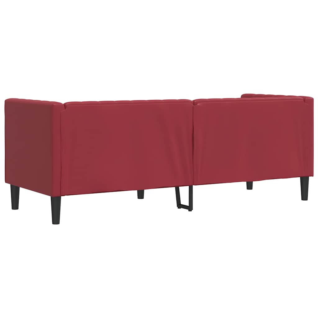 Canapé à 3 places Chesterfield rouge bordeaux similicuir - XIOS