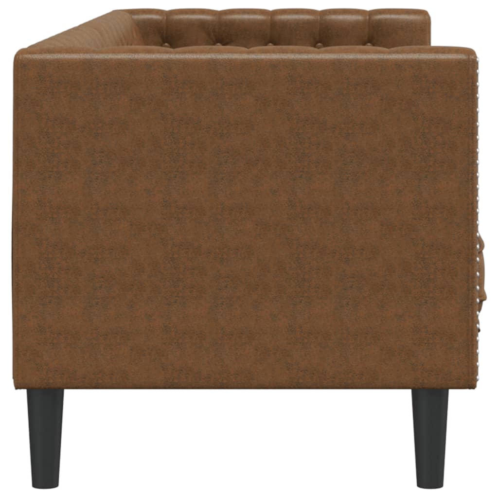 Canapé à 3 places Chesterfield marron similicuir daim