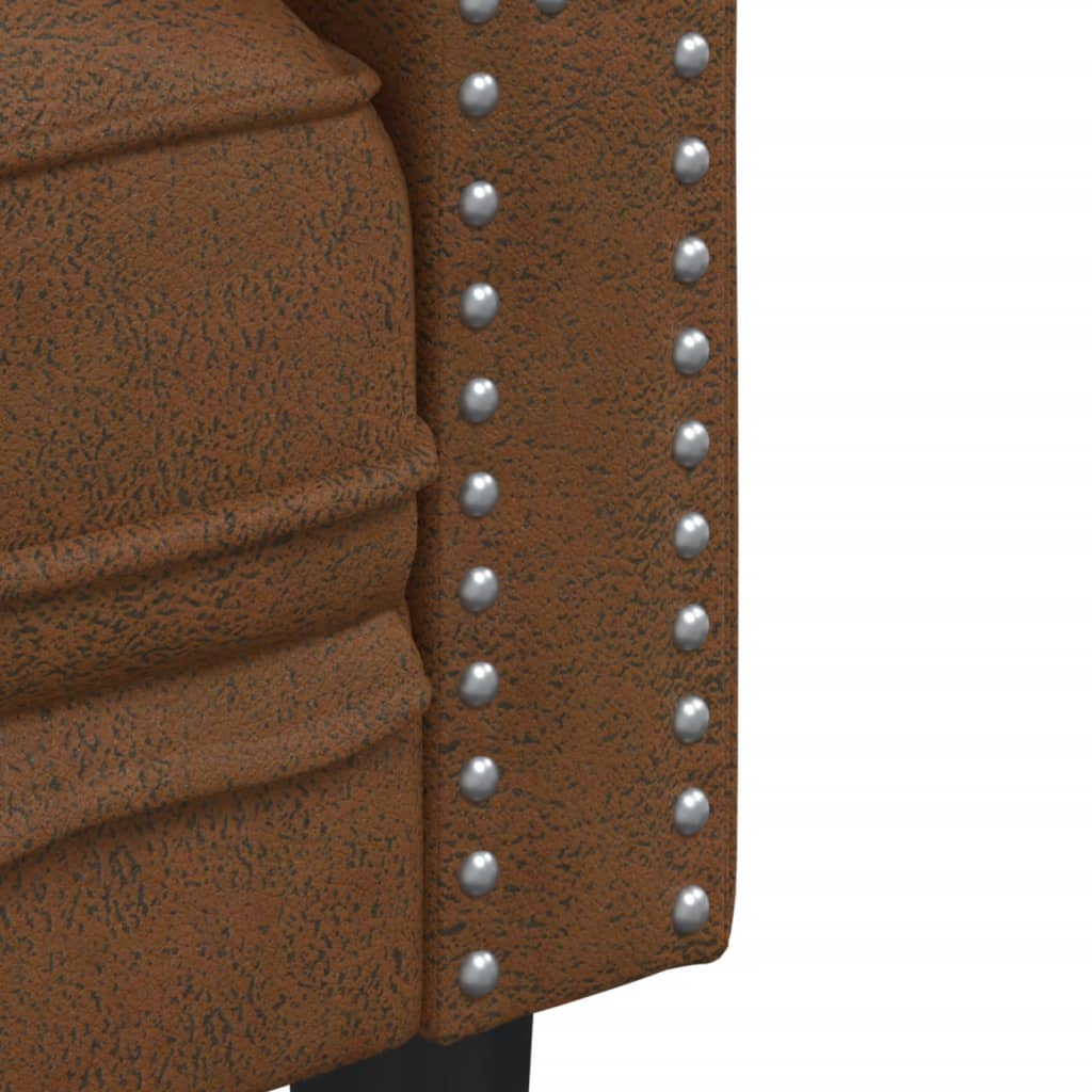 Canapé à 3 places Chesterfield marron similicuir daim