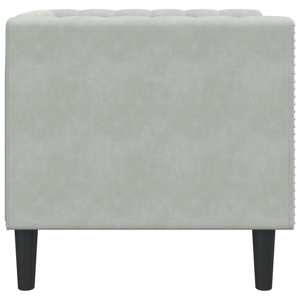 Fauteuil Chesterfield gris clair velours - XIOS