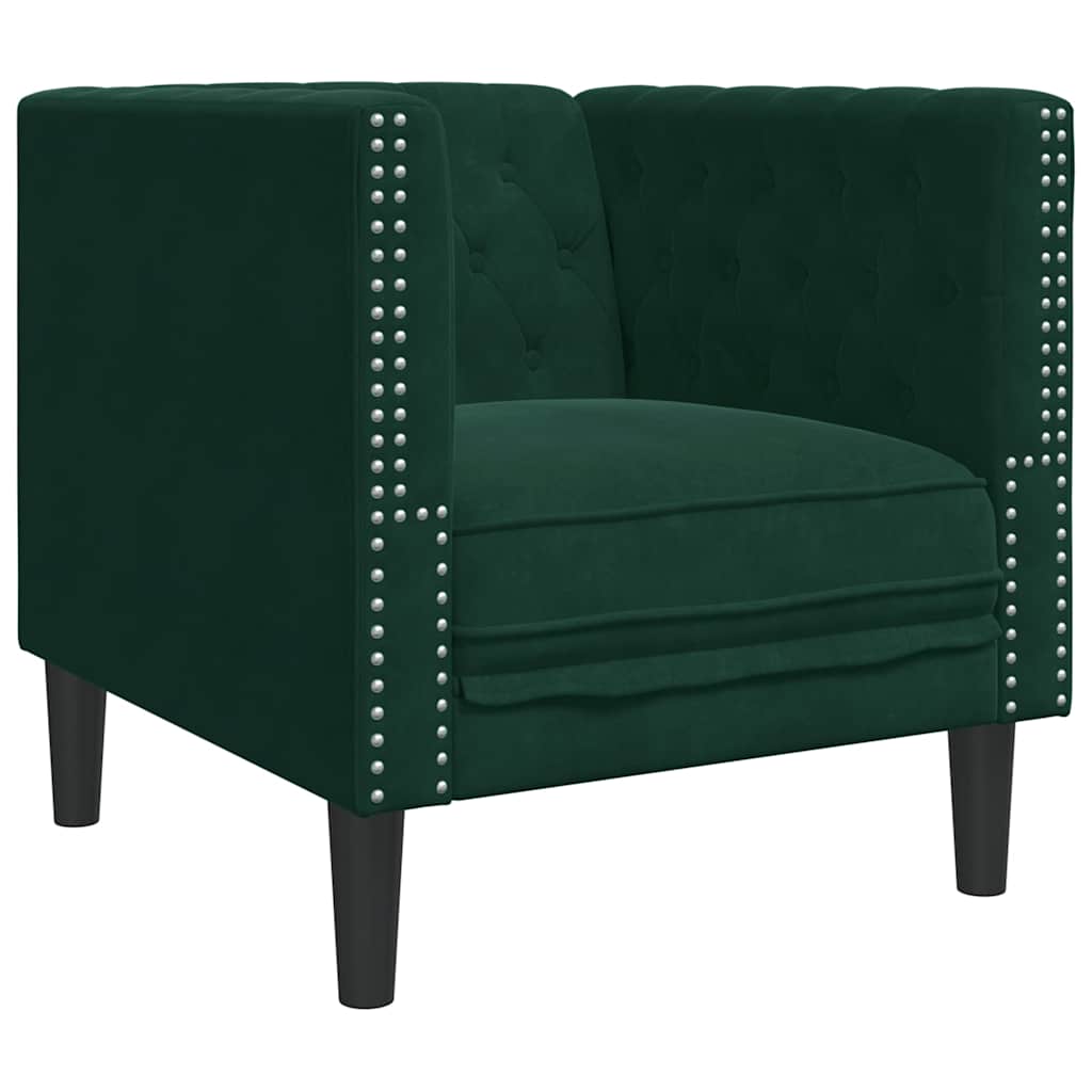 Fauteuil Chesterfield vert foncé velours - XIOS