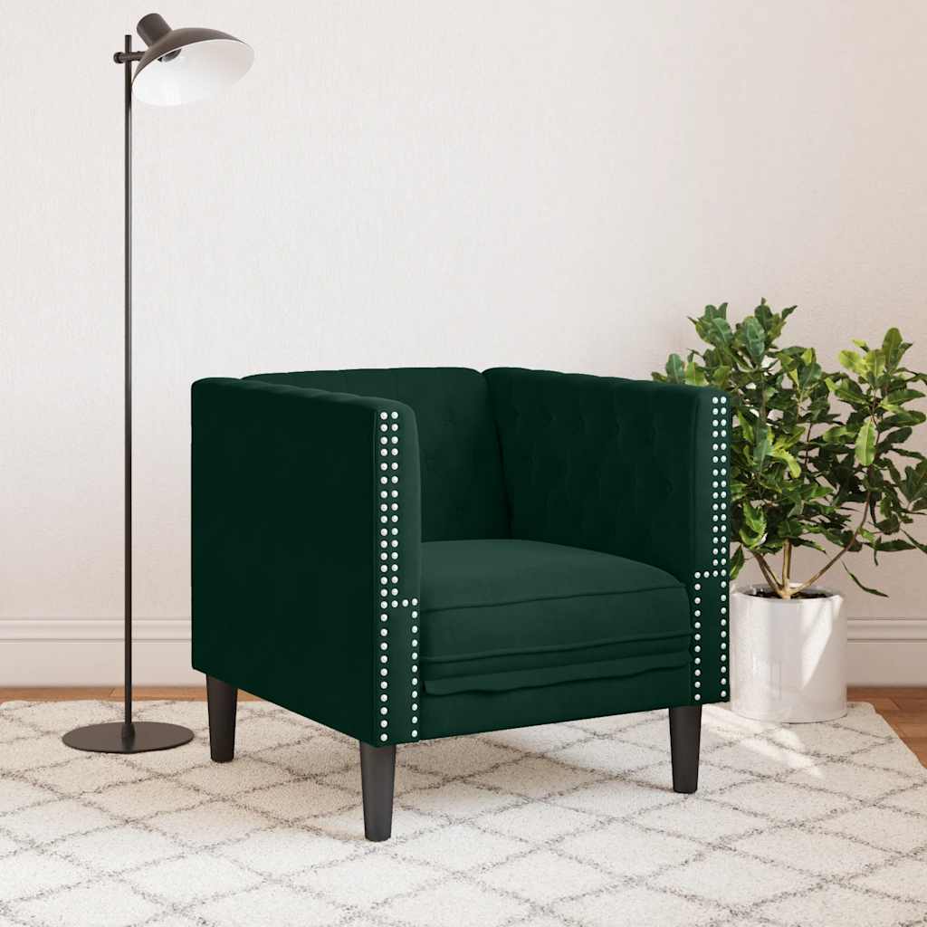 Fauteuil Chesterfield vert foncé velours - XIOS