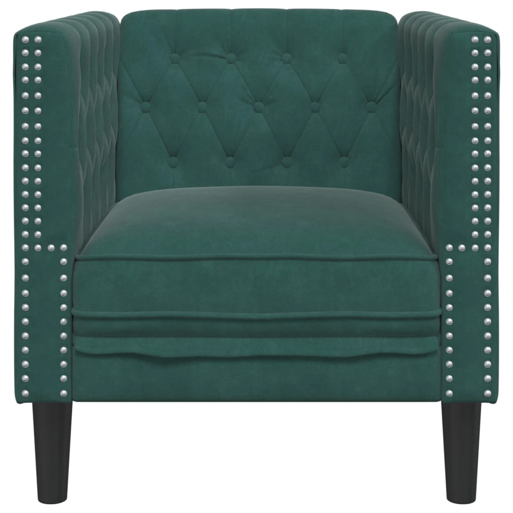 Fauteuil Chesterfield vert foncé velours - XIOS