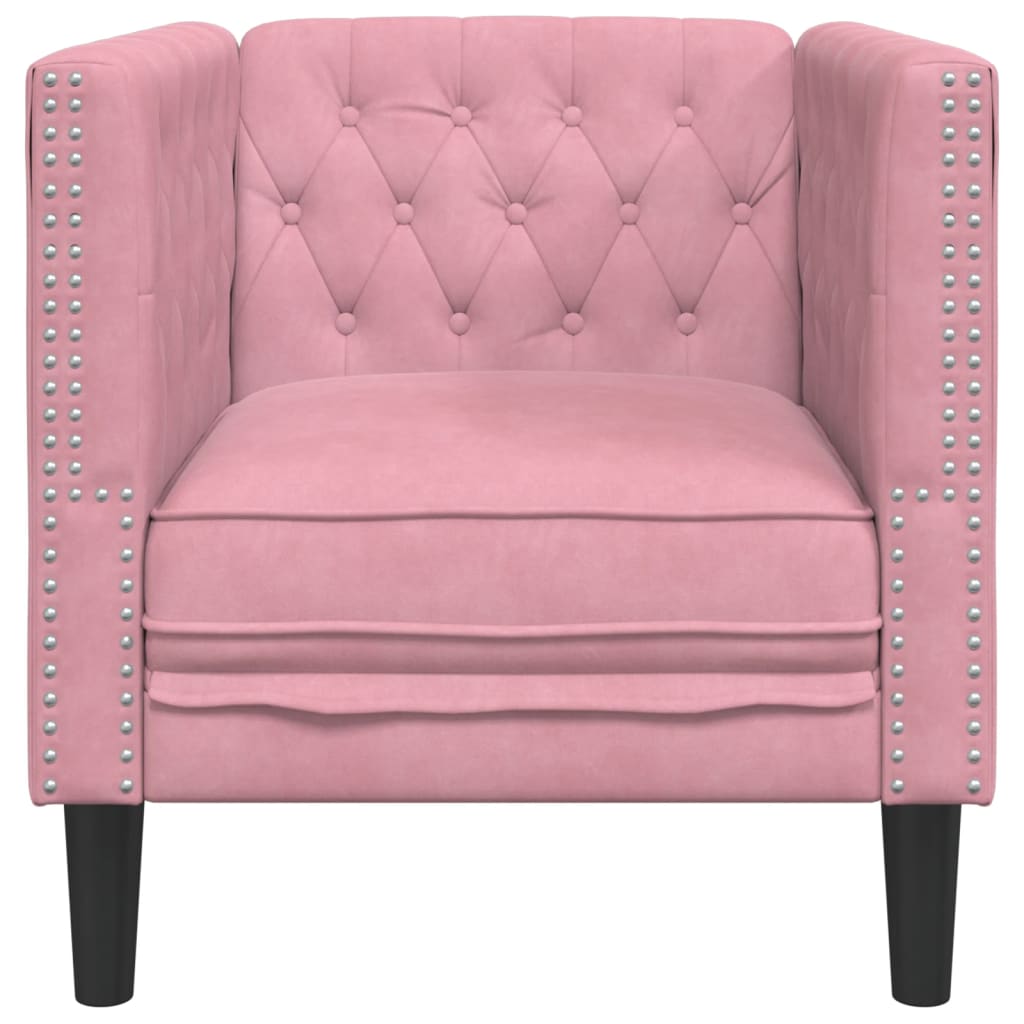 Fauteuil Chesterfield rose velours - XIOS