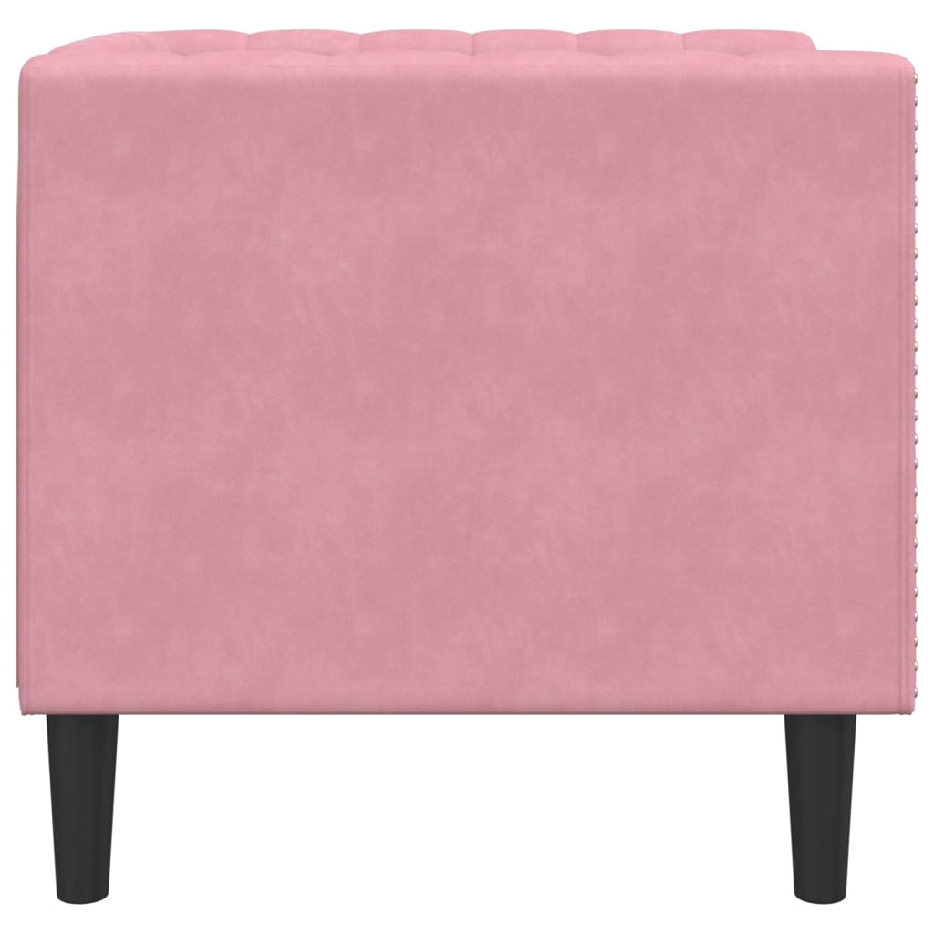 Fauteuil Chesterfield rose velours - XIOS