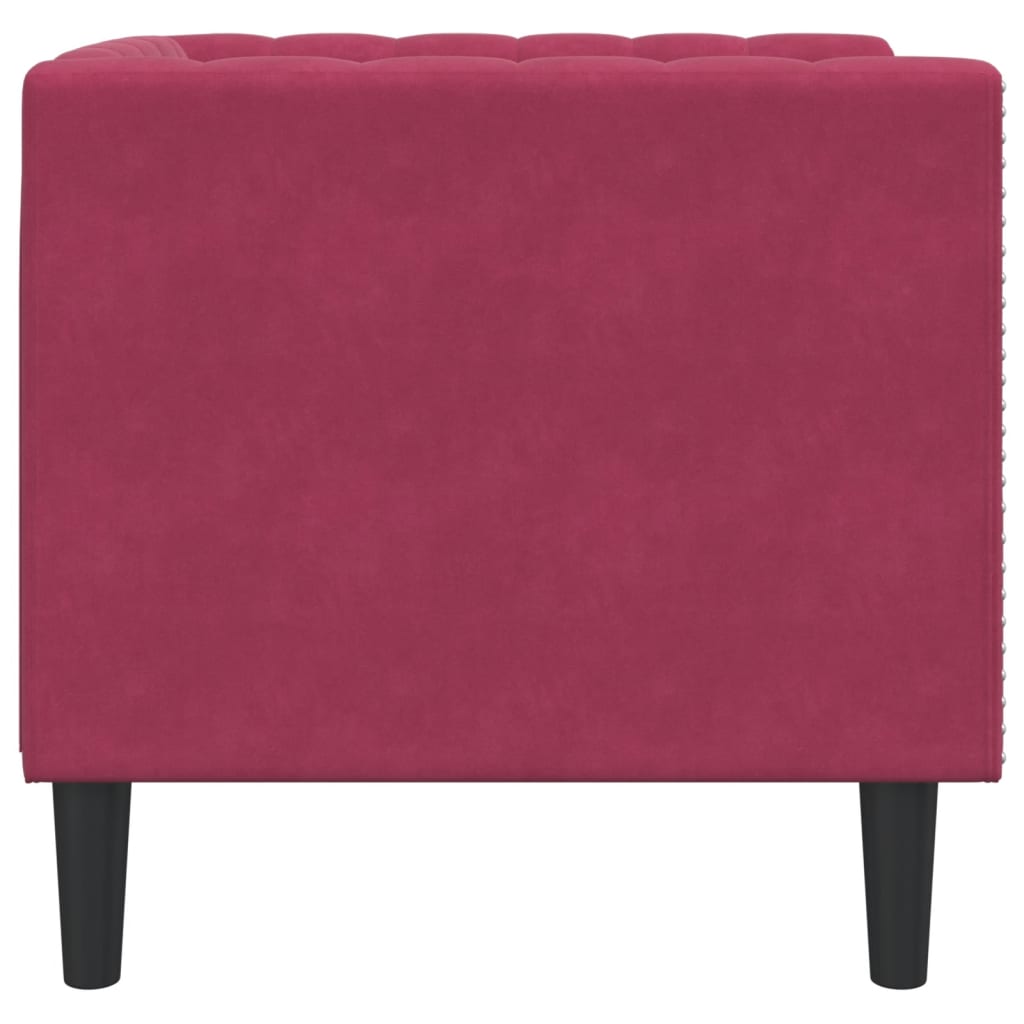 Fauteuil Chesterfield rouge bordeaux velours - XIOS