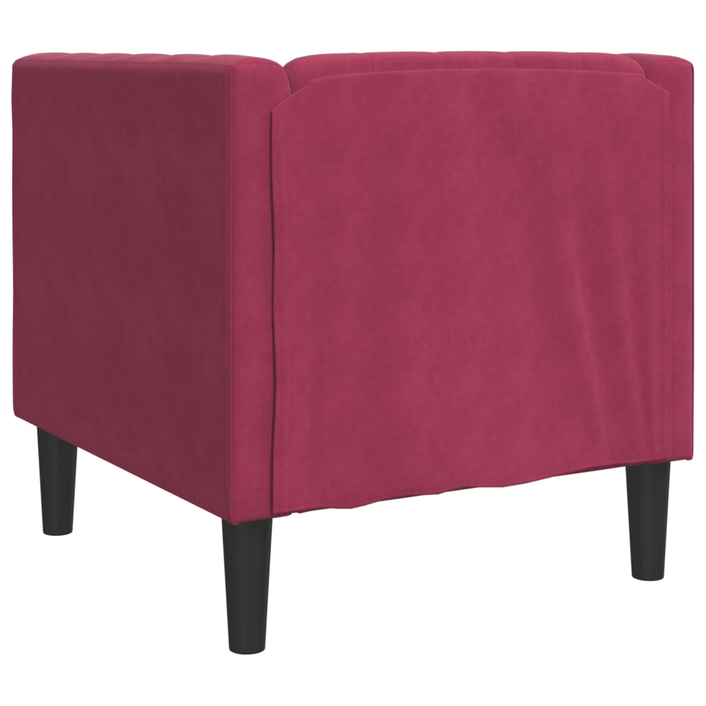 Fauteuil Chesterfield rouge bordeaux velours - XIOS