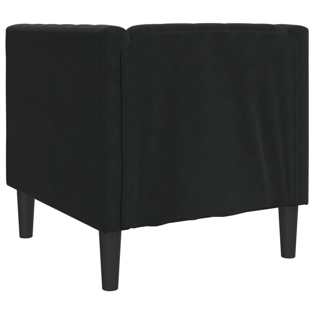 Fauteuil Chesterfield noir velours - XIOS