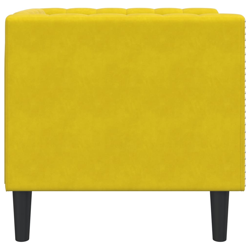 Fauteuil Chesterfield jaune velours - XIOS