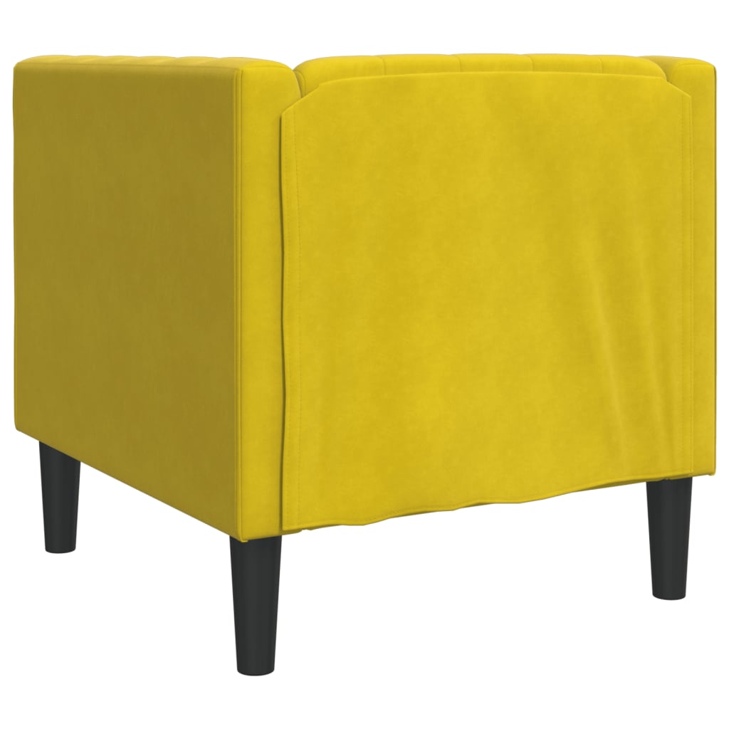 Fauteuil Chesterfield jaune velours - XIOS