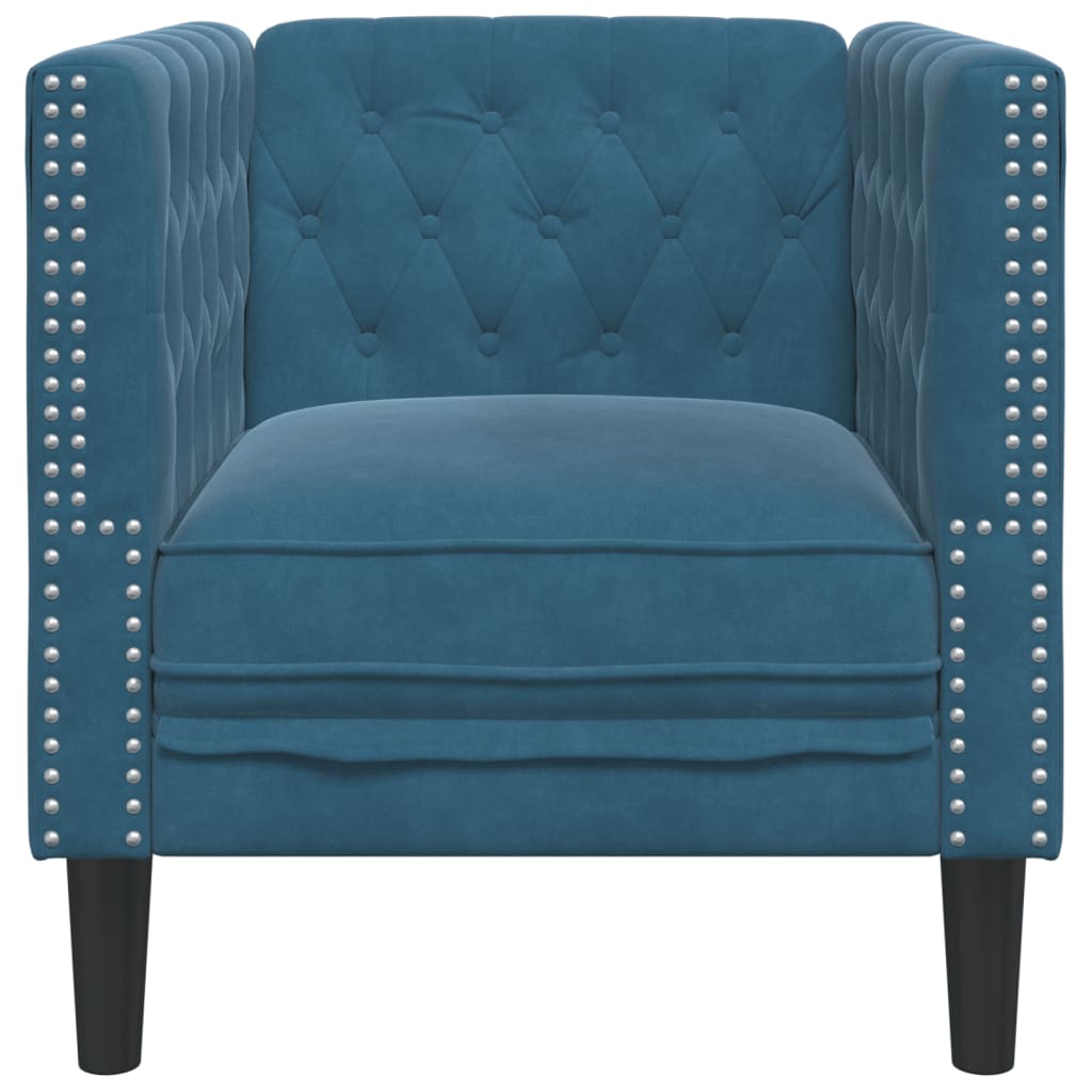 Fauteuil Chesterfield bleu velours - XIOS