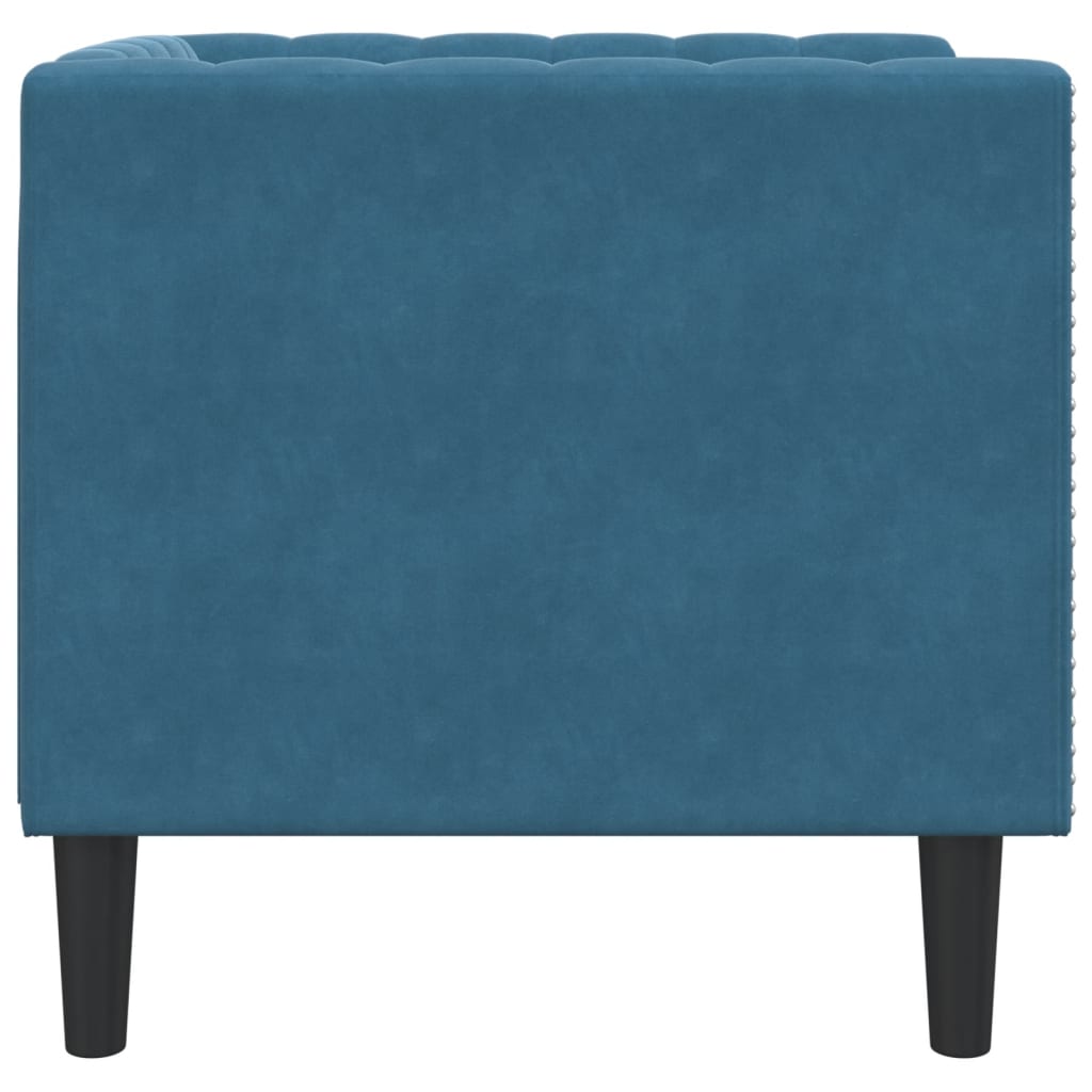 Fauteuil Chesterfield bleu velours - XIOS