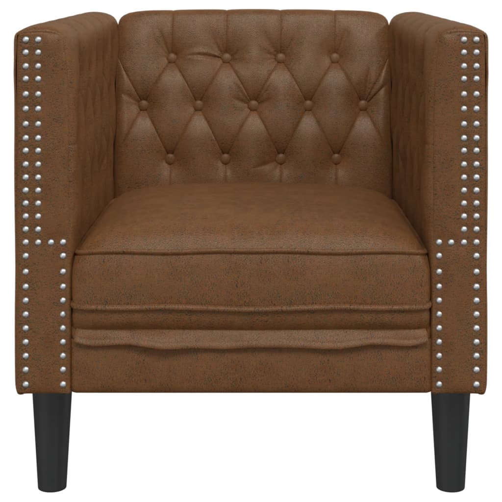 Fauteuil Chesterfield marron similicuir daim - XIOS