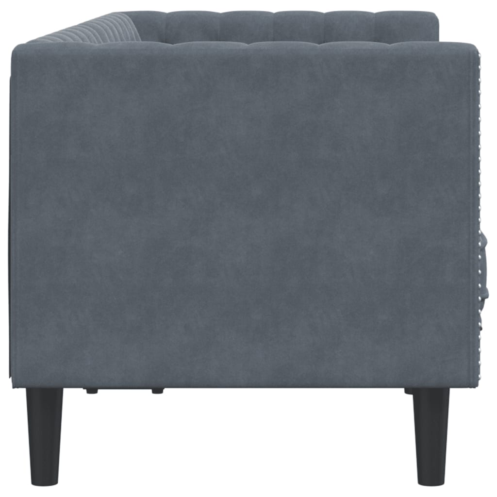 Canapé Chesterfield avec traversins 2 places gris foncé velours - XIOS