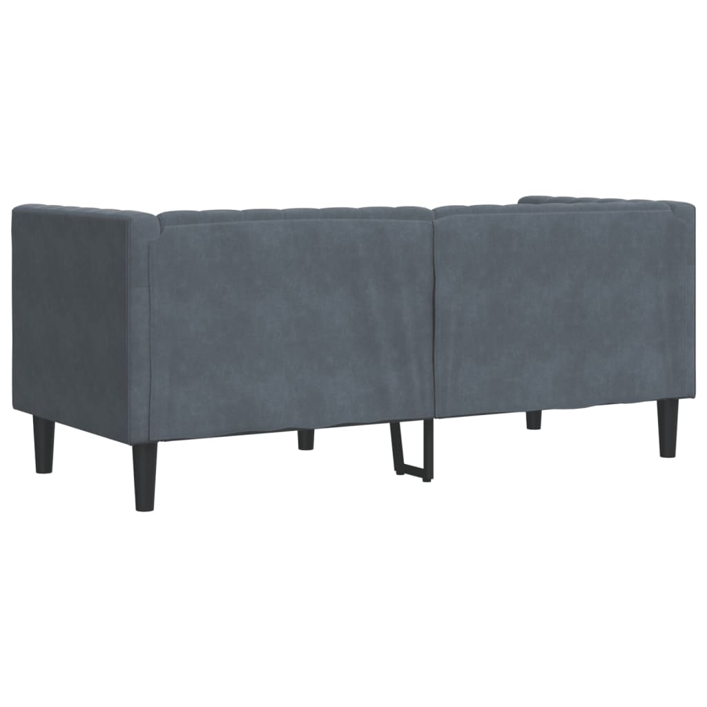 Canapé Chesterfield avec traversins 2 places gris foncé velours - XIOS