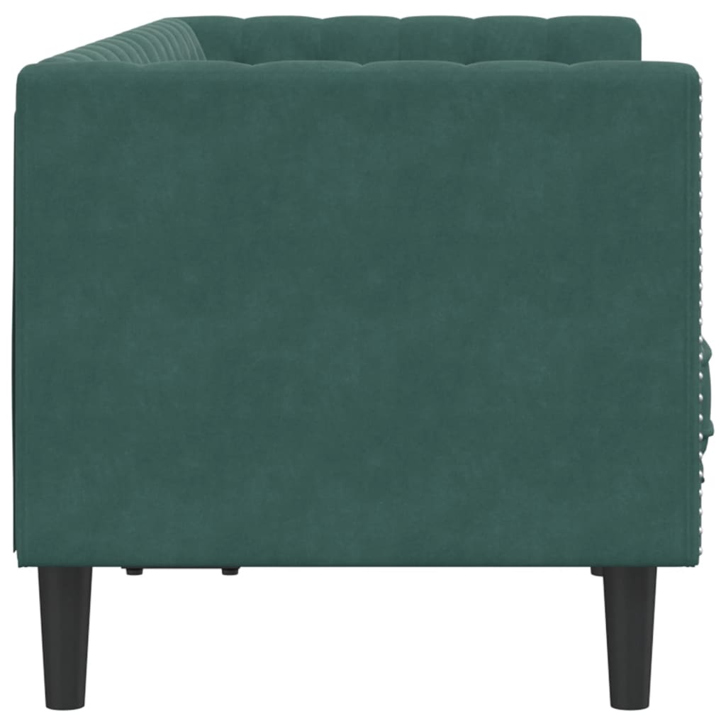 Canapé Chesterfield avec traversins 2 places vert foncé velours - XIOS