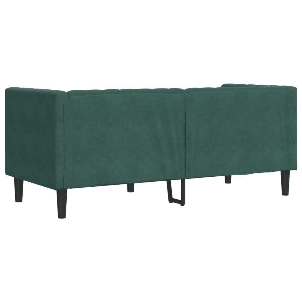 Canapé Chesterfield avec traversins 2 places vert foncé velours - XIOS