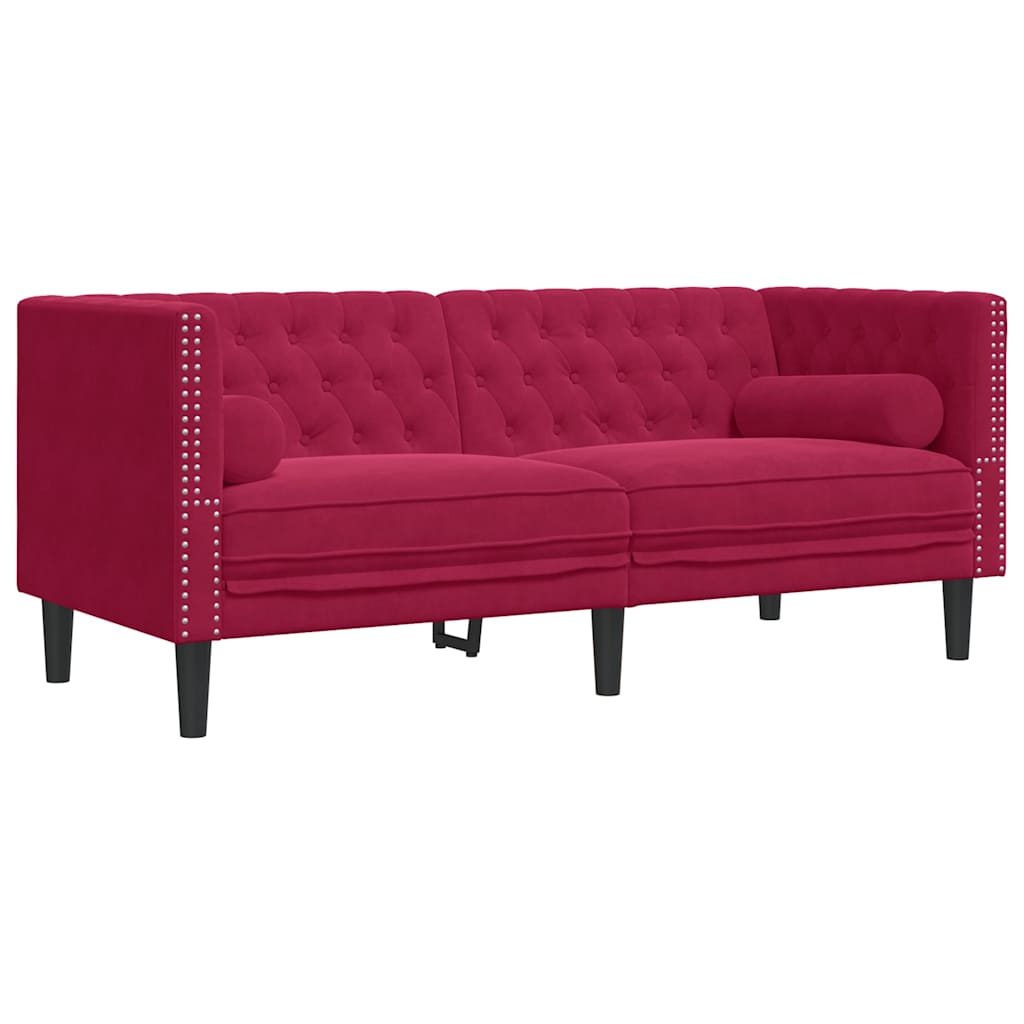 Canapé Chesterfield avec traversins 2 places velours - XIOS