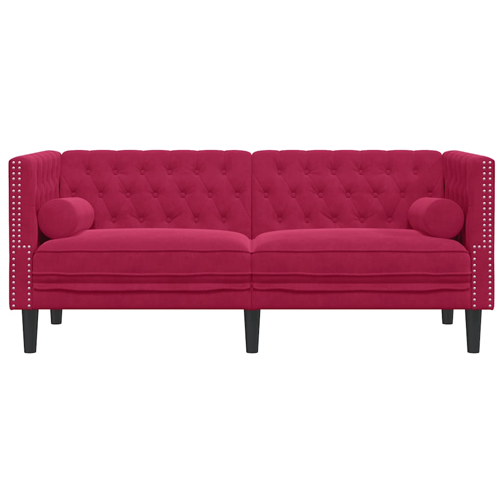 Canapé Chesterfield avec traversins 2 places velours - XIOS