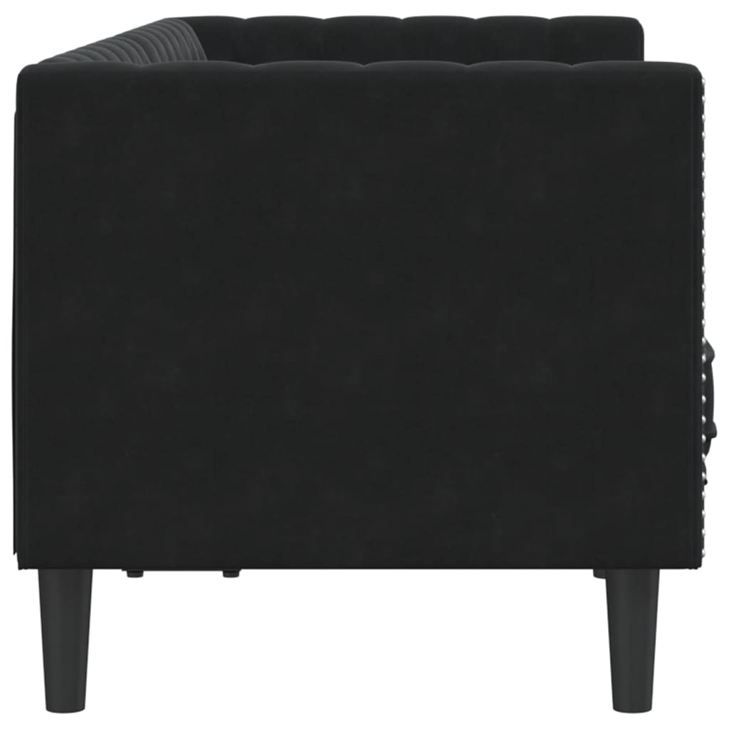 Canapé Chesterfield avec traversins 2 places noir velours - XIOS