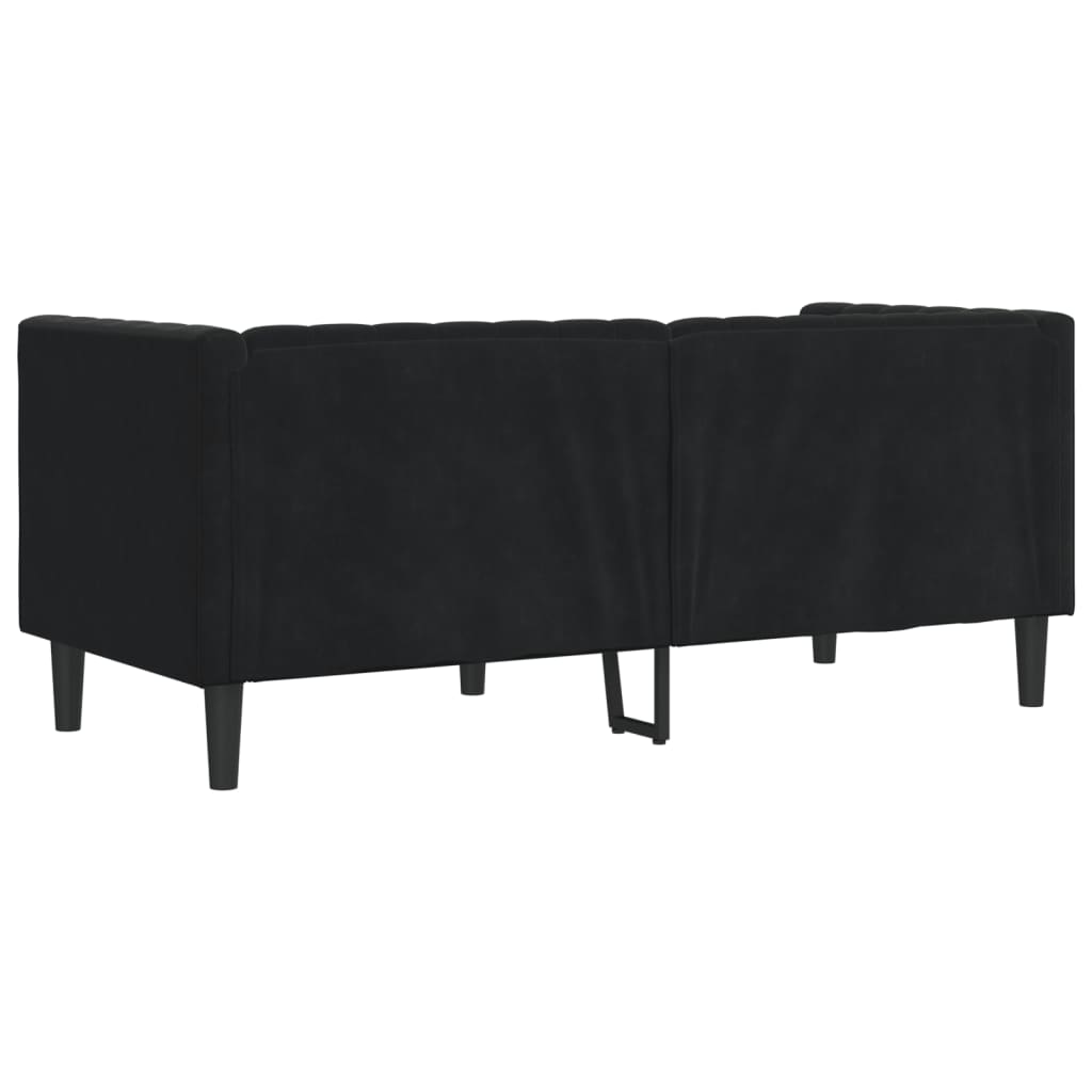 Canapé Chesterfield avec traversins 2 places noir velours - XIOS
