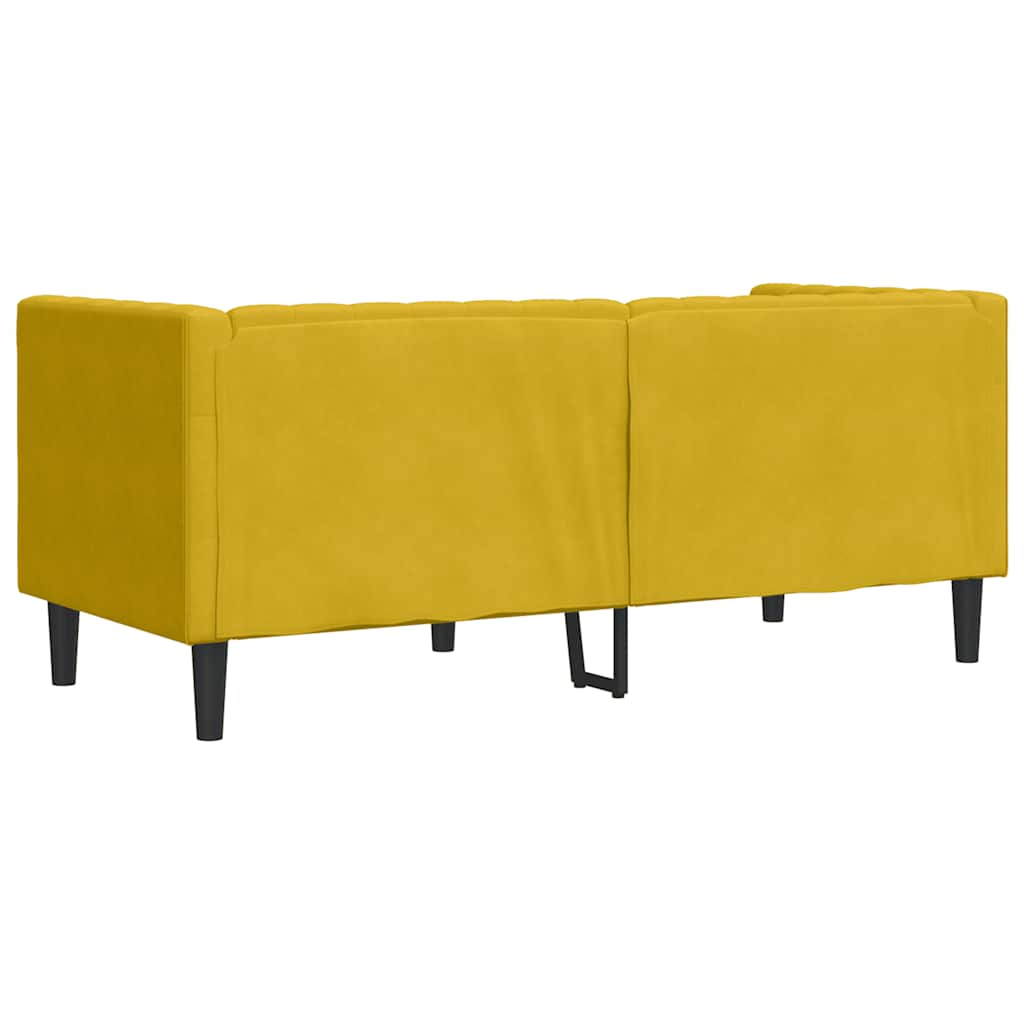 Canapé Chesterfield avec traversins 2 places jaune velours - XIOS