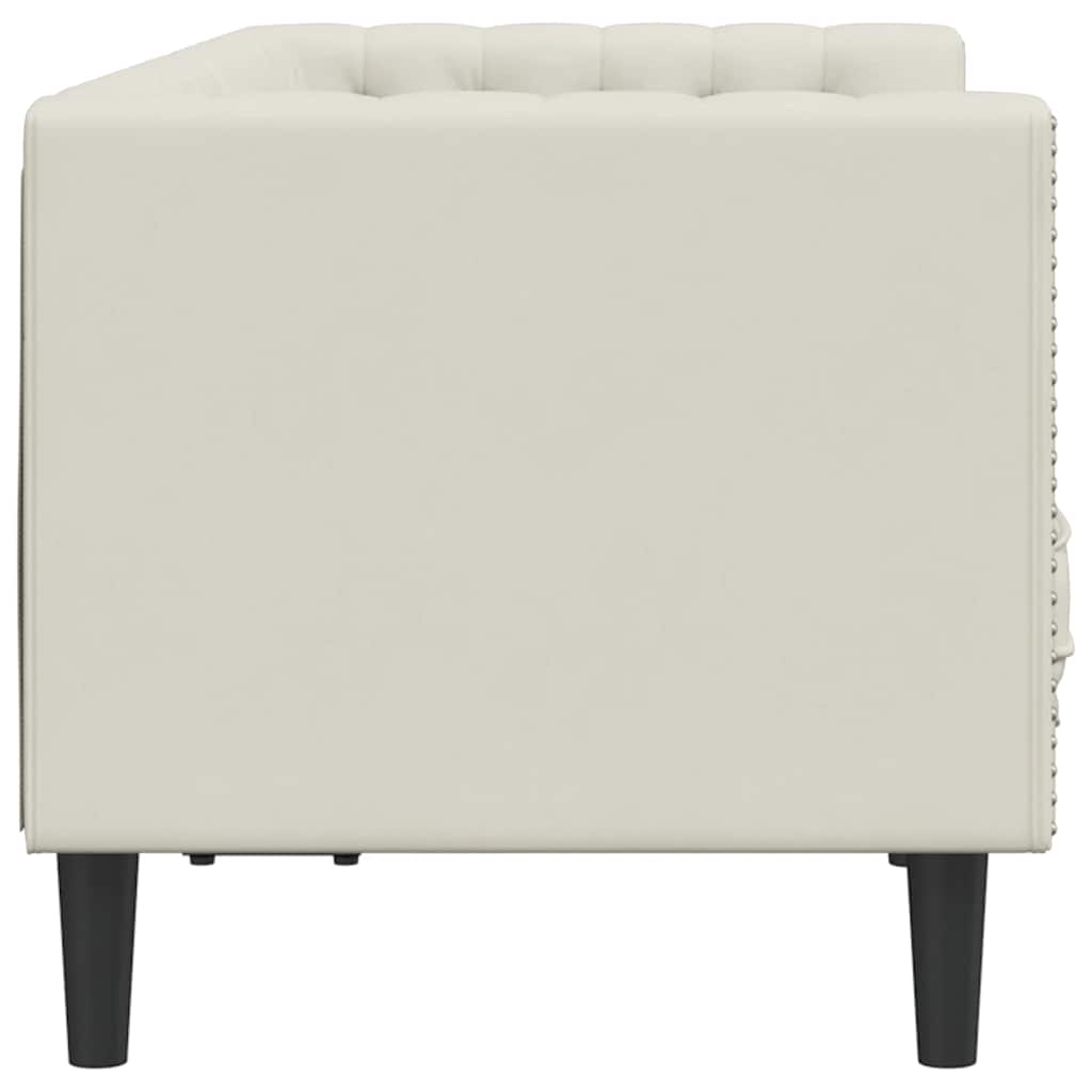 Canapé Chesterfield avec traversins 2 places crème velours - XIOS